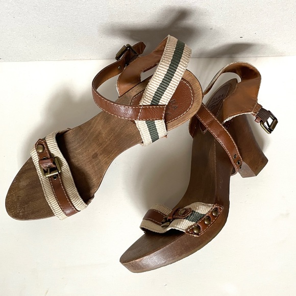 Zara cool platform sandals leather wood canvas collection